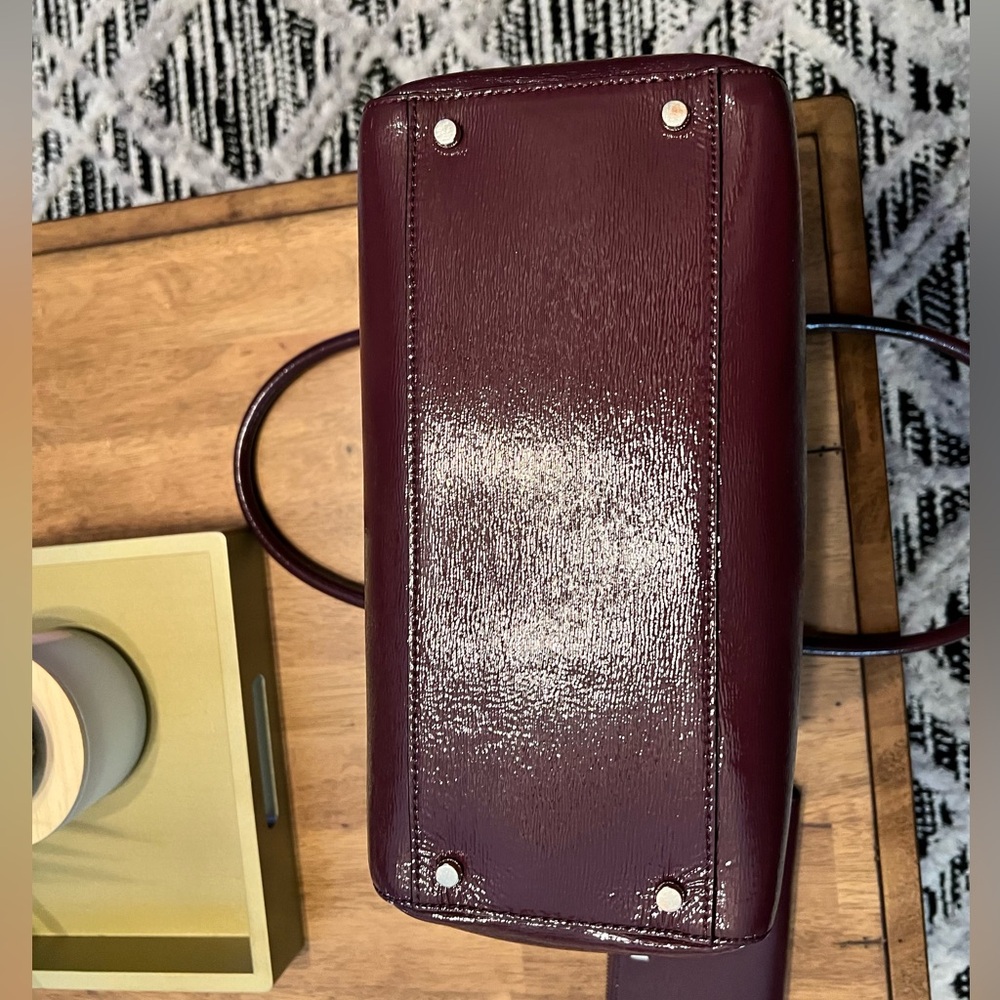 Kate Spade ♠️ Burgundy Bristol Drive Patent Leather Large Tote & Long Zip Wallet - Picture 4 of 14